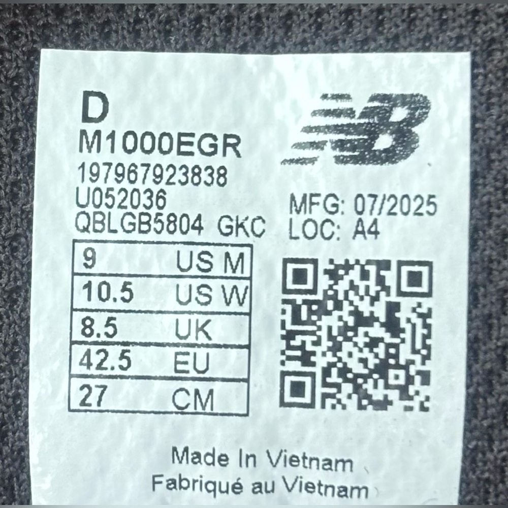 New Balance 1000 🔥 NB Black Silver Metallic Gray M1000EGR U052036 8 10 11.5 NEW - Picture 9 of 10